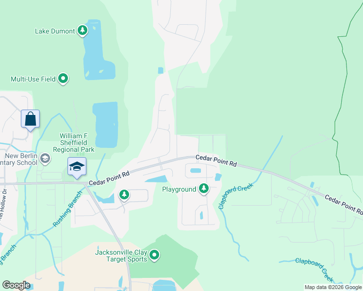 map of restaurants, bars, coffee shops, grocery stores, and more near 4057 Cedar Point Road in Jacksonville