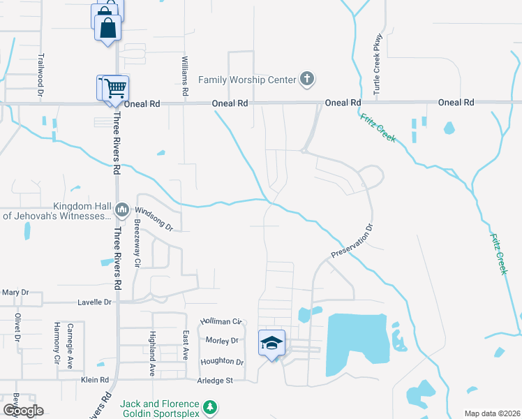 map of restaurants, bars, coffee shops, grocery stores, and more near 12488 Oneal Rd in Gulfport
