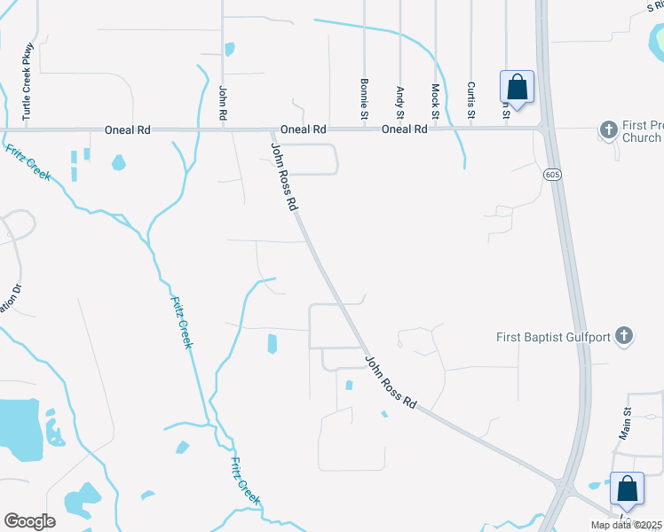 map of restaurants, bars, coffee shops, grocery stores, and more near 12582 John Ross Road in Gulfport
