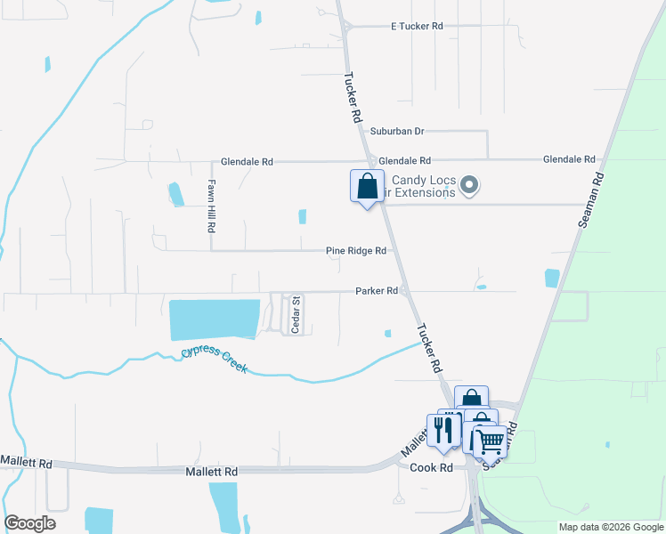 map of restaurants, bars, coffee shops, grocery stores, and more near 14449 Pine Ridge Road in Ocean Springs