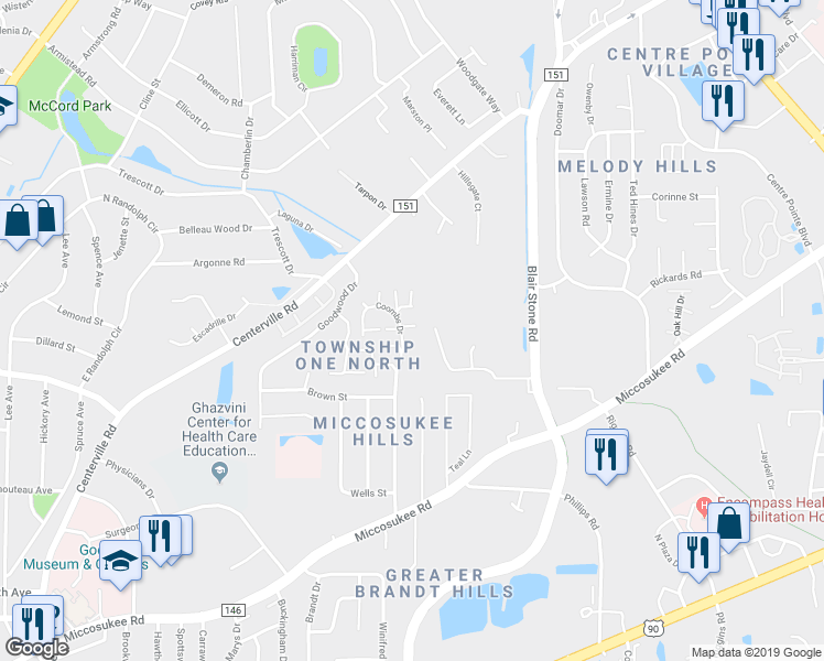 map of restaurants, bars, coffee shops, grocery stores, and more near 15768 Coombs Drive in Tallahassee