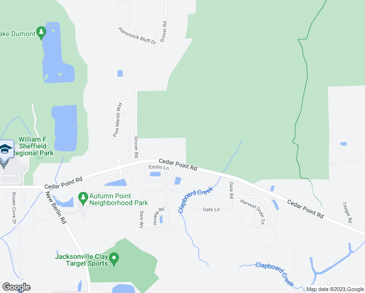 map of restaurants, bars, coffee shops, grocery stores, and more near 4201 Cedar Point Road in Jacksonville