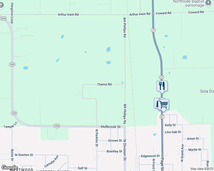 map of restaurants, bars, coffee shops, grocery stores, and more near 398 Theriot Rd in DeQuincy