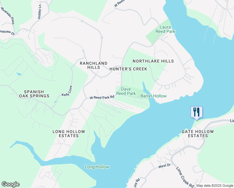 map of restaurants, bars, coffee shops, grocery stores, and more near 17672 West Reed Park Road in Leander