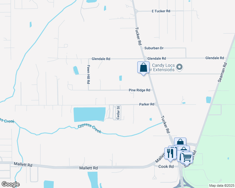 map of restaurants, bars, coffee shops, grocery stores, and more near 14513 Pine Ridge Road in Vancleave