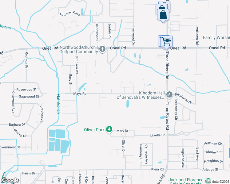 map of restaurants, bars, coffee shops, grocery stores, and more near 12323 Mays Court in Gulfport