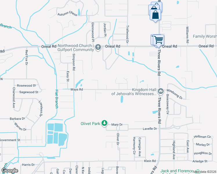 map of restaurants, bars, coffee shops, grocery stores, and more near 12323 Mays Court in Gulfport