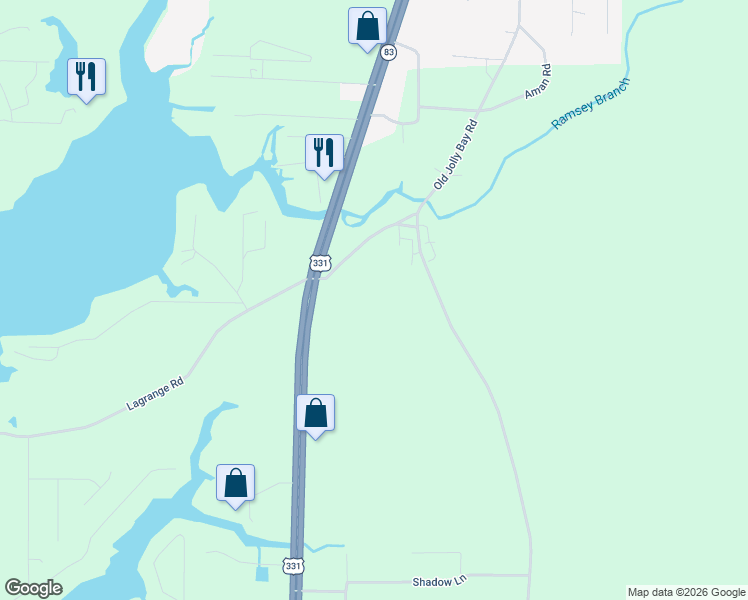 map of restaurants, bars, coffee shops, grocery stores, and more near 17867 U.S. 331 in Freeport
