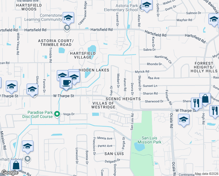 map of restaurants, bars, coffee shops, grocery stores, and more near 1809 Ivan Drive in Tallahassee