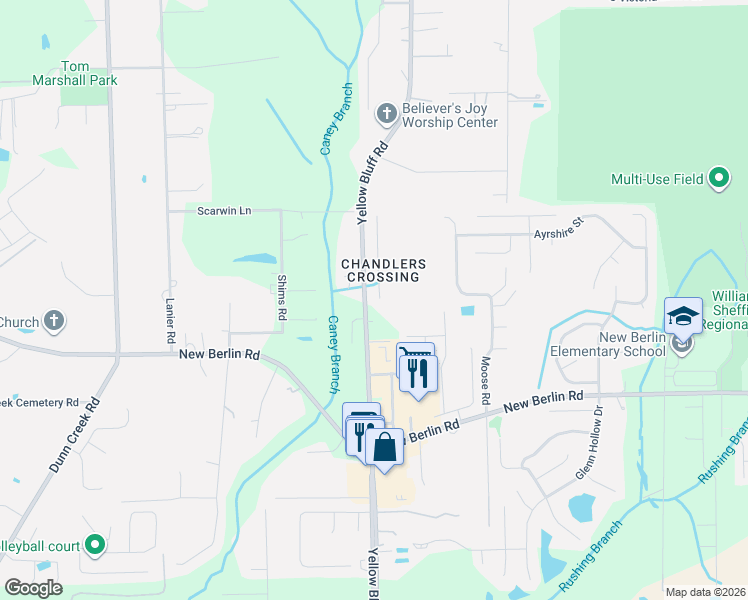 map of restaurants, bars, coffee shops, grocery stores, and more near 12766 Chandlers Crossing Lane in Jacksonville