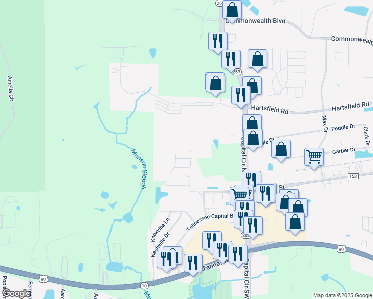 map of restaurants, bars, coffee shops, grocery stores, and more near 1592 Crescent Hills Drive in Tallahassee