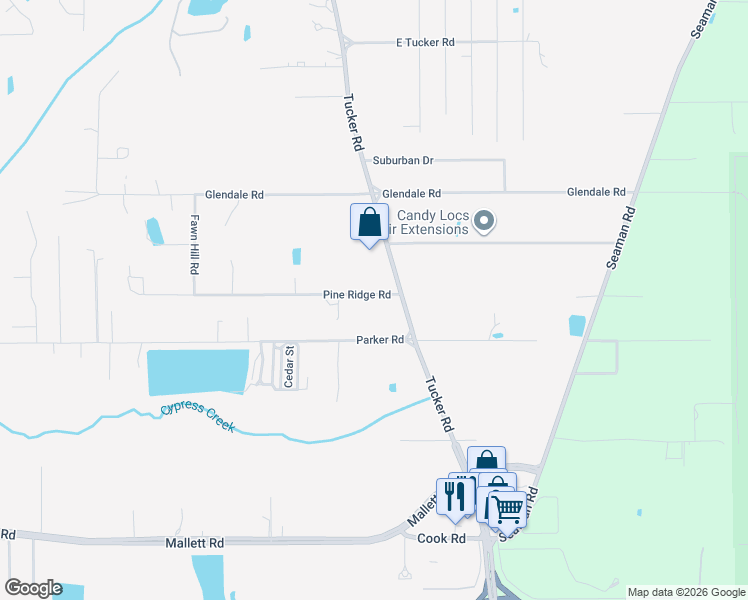 map of restaurants, bars, coffee shops, grocery stores, and more near 14447-14449 Pine Ridge Road in Vancleave
