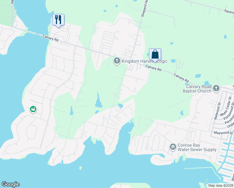 map of restaurants, bars, coffee shops, grocery stores, and more near 14187 Shepard Hill Road in Willis