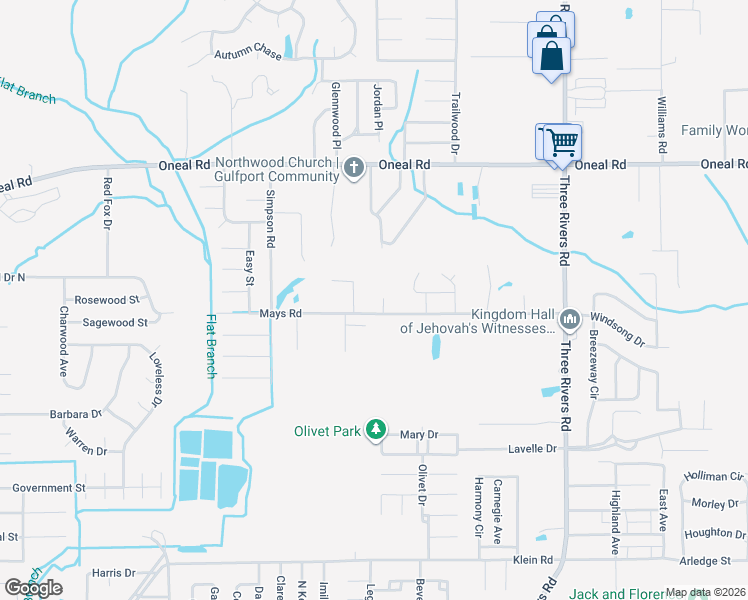 map of restaurants, bars, coffee shops, grocery stores, and more near 12323 Mays Court in Gulfport
