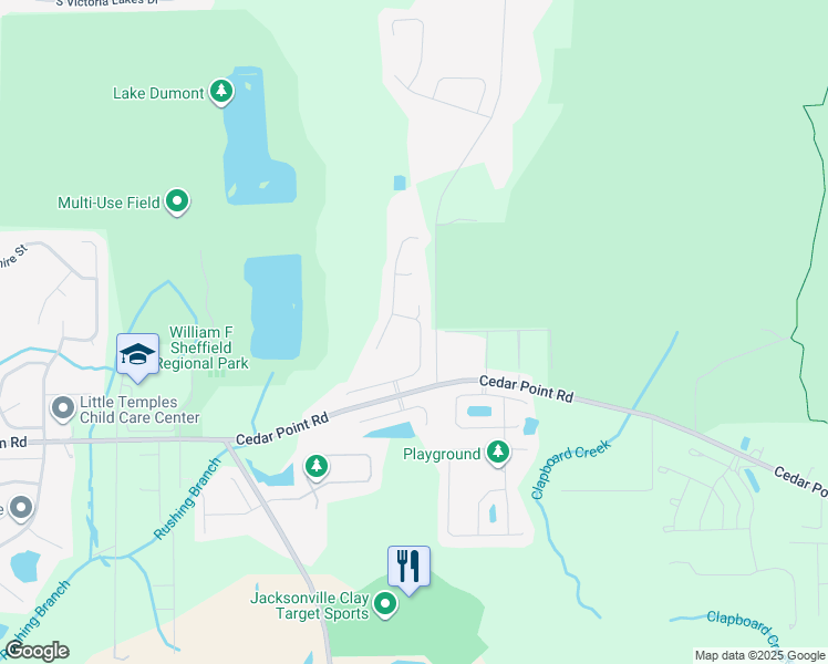map of restaurants, bars, coffee shops, grocery stores, and more near 3979 Cedar Bluff Lane in Jacksonville