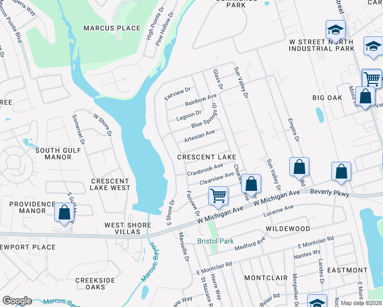 map of restaurants, bars, coffee shops, grocery stores, and more near 5902 Fairview Drive in Pensacola