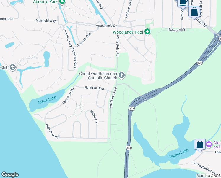 map of restaurants, bars, coffee shops, grocery stores, and more near 102 Raintree Blvd in Niceville