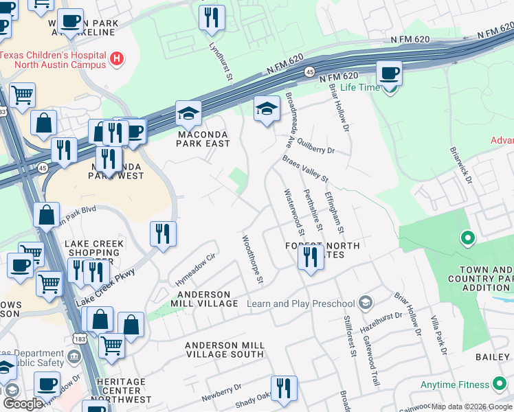 map of restaurants, bars, coffee shops, grocery stores, and more near 802 Lonsdale Drive in Austin
