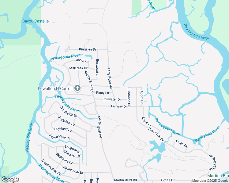 map of restaurants, bars, coffee shops, grocery stores, and more near 8816 Ferry Point Road in Gautier