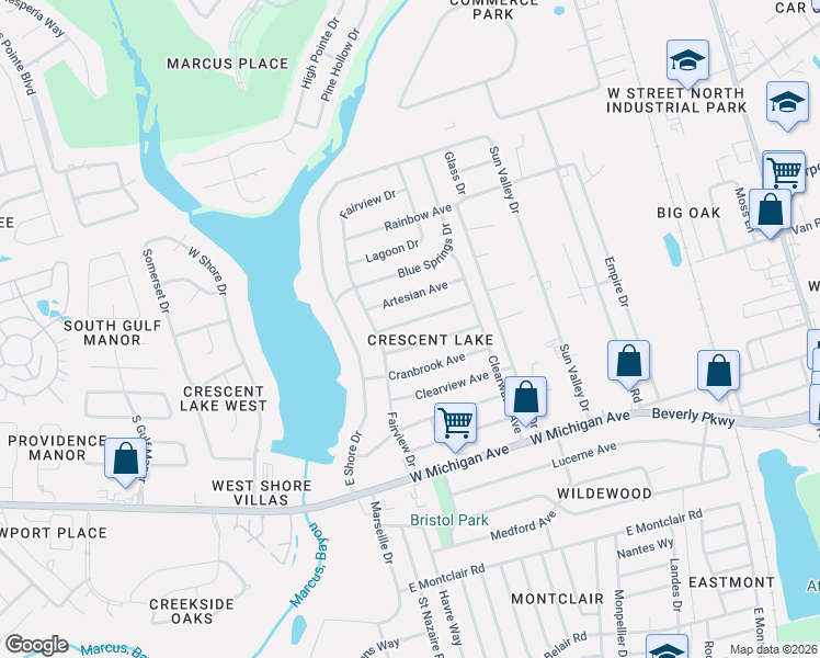 map of restaurants, bars, coffee shops, grocery stores, and more near 920 Rock Creek Avenue in Pensacola