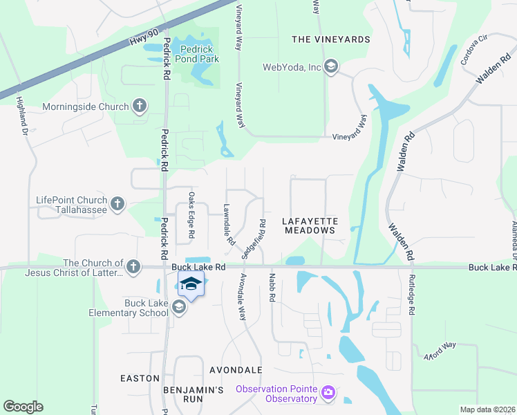 map of restaurants, bars, coffee shops, grocery stores, and more near 1248 Sedgefield Road in Tallahassee
