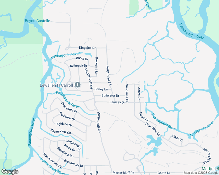 map of restaurants, bars, coffee shops, grocery stores, and more near 8816 Ferry Point Rd in Gautier