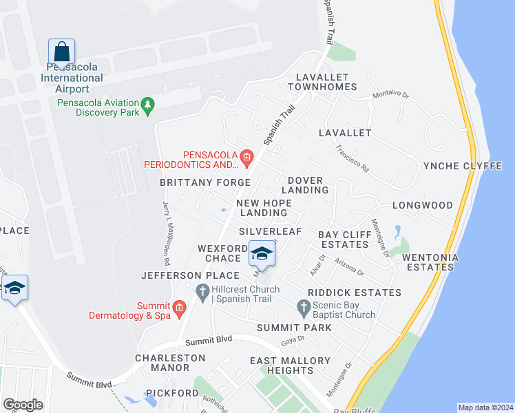 map of restaurants, bars, coffee shops, grocery stores, and more near 4301 Whiteleaf Circle in Pensacola