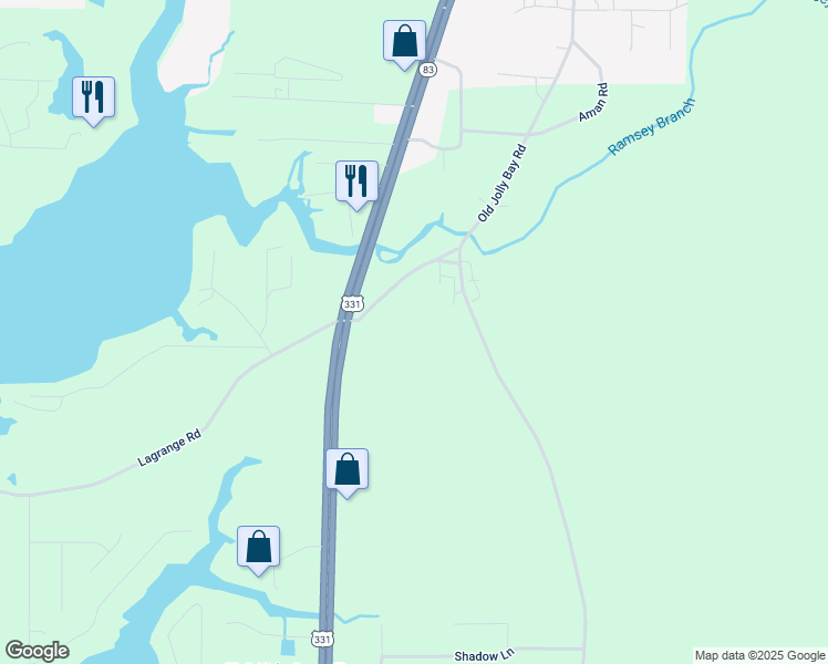 map of restaurants, bars, coffee shops, grocery stores, and more near 17867 U.S. 331 in Freeport