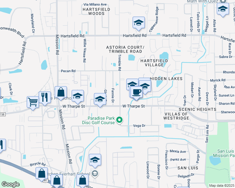 map of restaurants, bars, coffee shops, grocery stores, and more near 1914 Trimble Road in Tallahassee