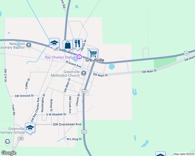 map of restaurants, bars, coffee shops, grocery stores, and more near 141 Southwest Scott Avenue in Greenville