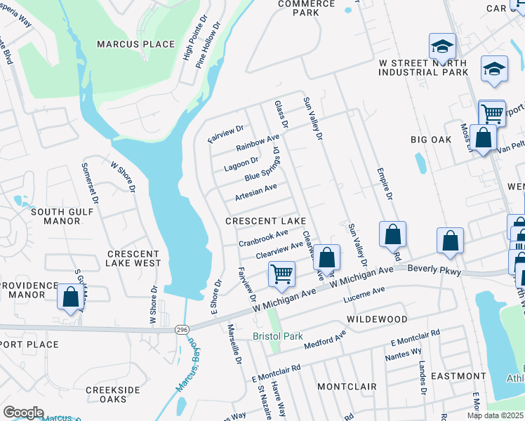 map of restaurants, bars, coffee shops, grocery stores, and more near 915 Twinbrook Avenue in Pensacola