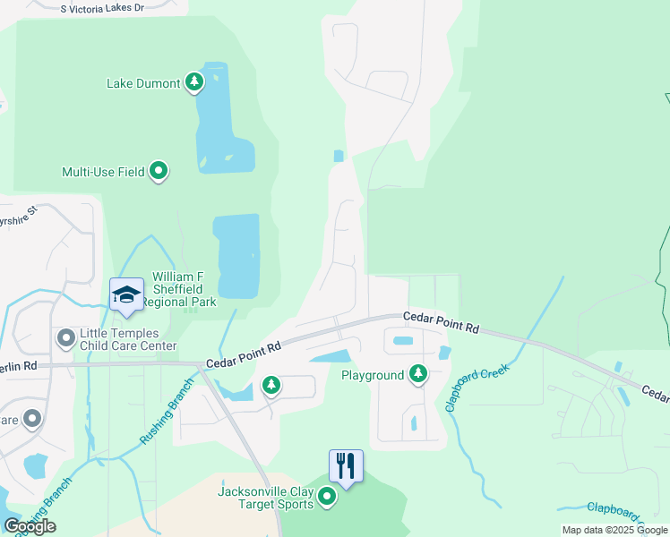 map of restaurants, bars, coffee shops, grocery stores, and more near 4015 Cedar Bluff Lane in Jacksonville