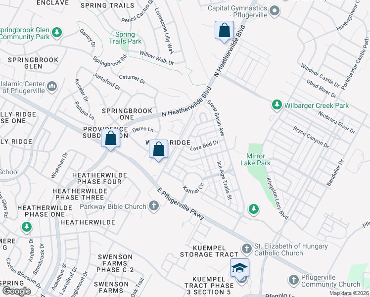 map of restaurants, bars, coffee shops, grocery stores, and more near 3 Lava Bed Drive in Pflugerville