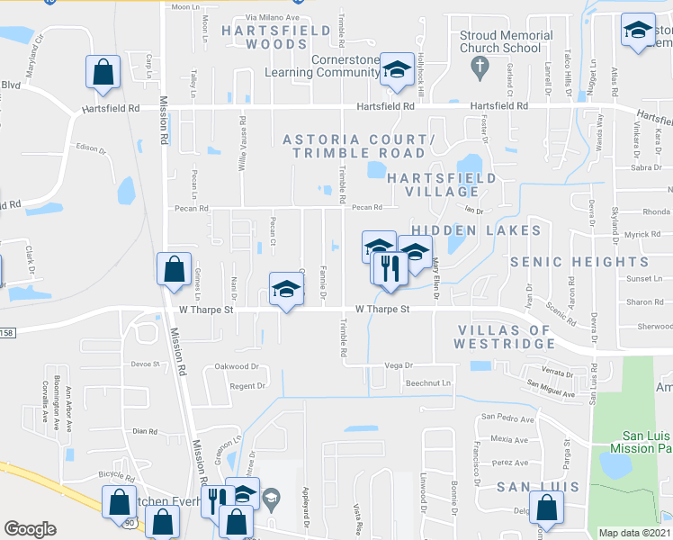 map of restaurants, bars, coffee shops, grocery stores, and more near 1914 Trimble Road in Tallahassee