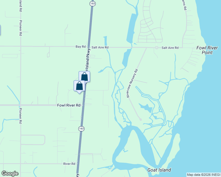 map of restaurants, bars, coffee shops, grocery stores, and more near 10775 Jim Busby Road North in Theodore