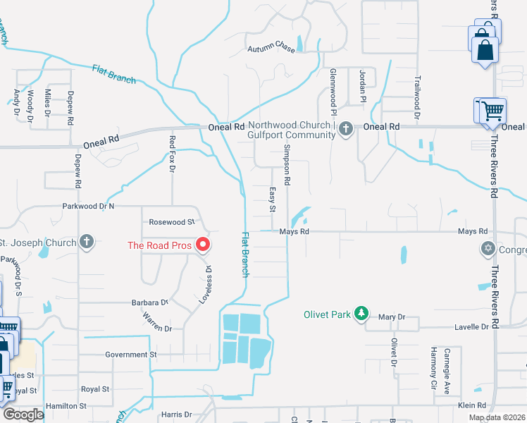 map of restaurants, bars, coffee shops, grocery stores, and more near 57 Opal Cove in Gulfport