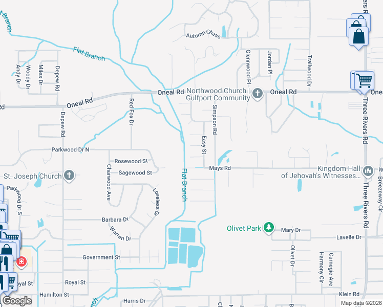 map of restaurants, bars, coffee shops, grocery stores, and more near 59 Opal Cove in Gulfport