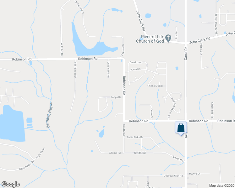 map of restaurants, bars, coffee shops, grocery stores, and more near 18310 Robyn Drive in Gulfport