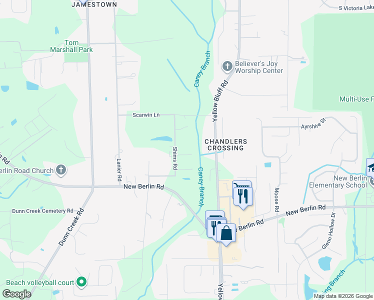 map of restaurants, bars, coffee shops, grocery stores, and more near 12707 Shims Road in Jacksonville