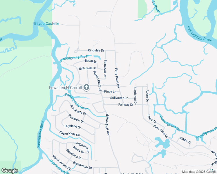 map of restaurants, bars, coffee shops, grocery stores, and more near 1819 Woodville Lane in Gautier