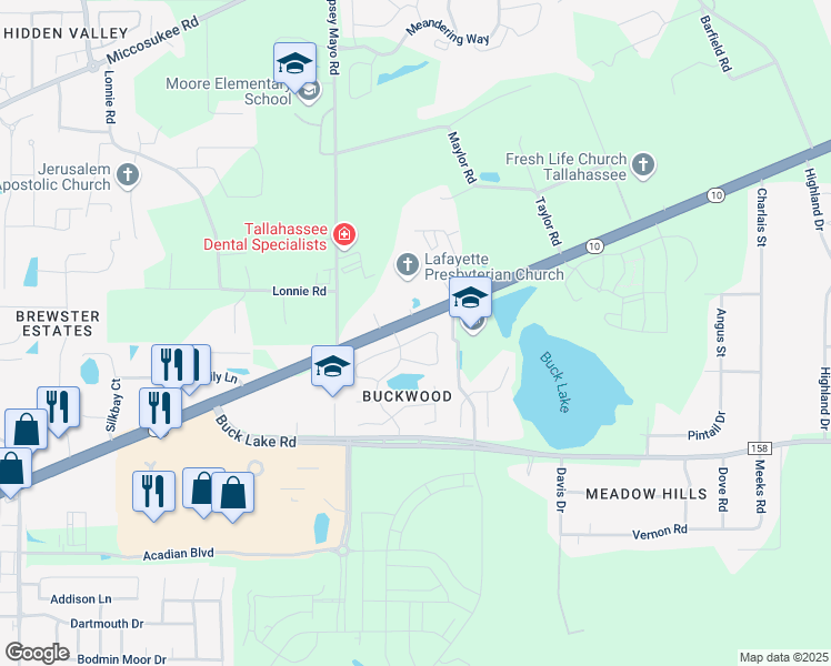 map of restaurants, bars, coffee shops, grocery stores, and more near 4233 Benchmark Trace in Tallahassee