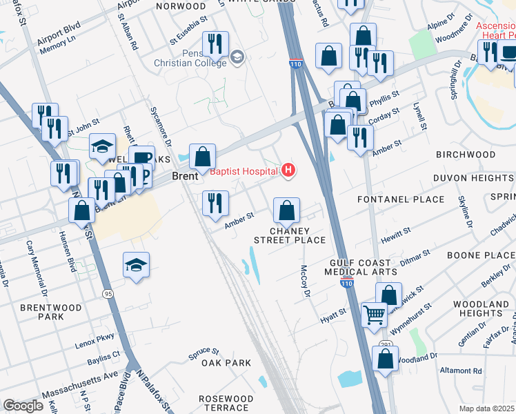 map of restaurants, bars, coffee shops, grocery stores, and more near 5600 Dixie Drive in Pensacola