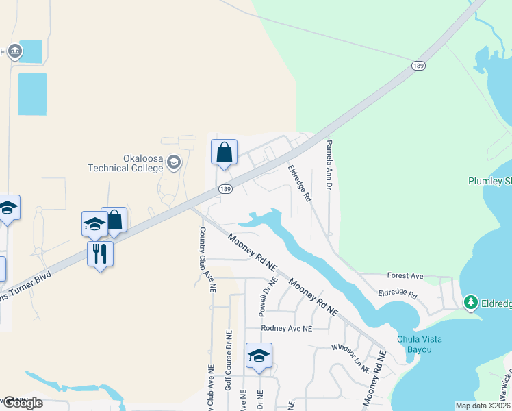 map of restaurants, bars, coffee shops, grocery stores, and more near 706 Melanie Lane in Fort Walton Beach