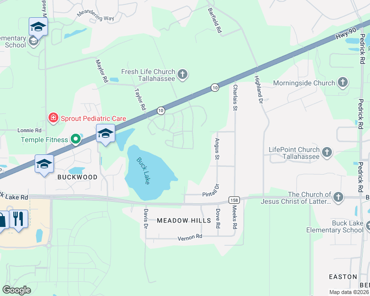 map of restaurants, bars, coffee shops, grocery stores, and more near 2018 Buck Lake Circle in Tallahassee