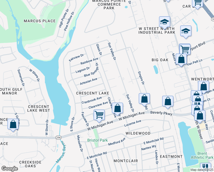 map of restaurants, bars, coffee shops, grocery stores, and more near 5802 Clearwater Avenue in Pensacola