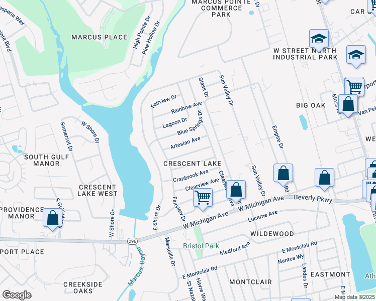 map of restaurants, bars, coffee shops, grocery stores, and more near 916 Twinbrook Avenue in Pensacola