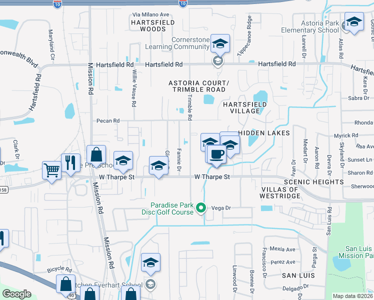 map of restaurants, bars, coffee shops, grocery stores, and more near 1924 Trimble Road in Tallahassee
