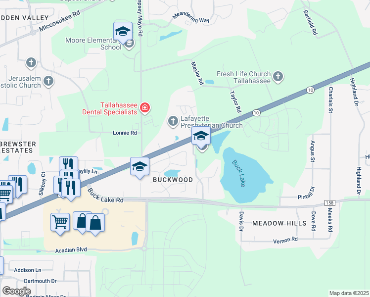 map of restaurants, bars, coffee shops, grocery stores, and more near 4220 Mahan Drive in Tallahassee