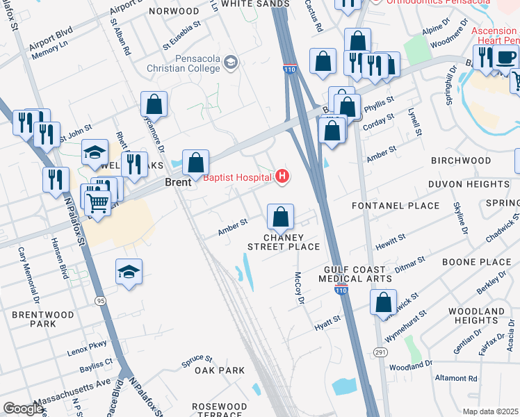 map of restaurants, bars, coffee shops, grocery stores, and more near 5600 Dixie Dr in Pensacola