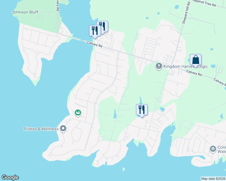 map of restaurants, bars, coffee shops, grocery stores, and more near 15553 Catalina Road in Willis